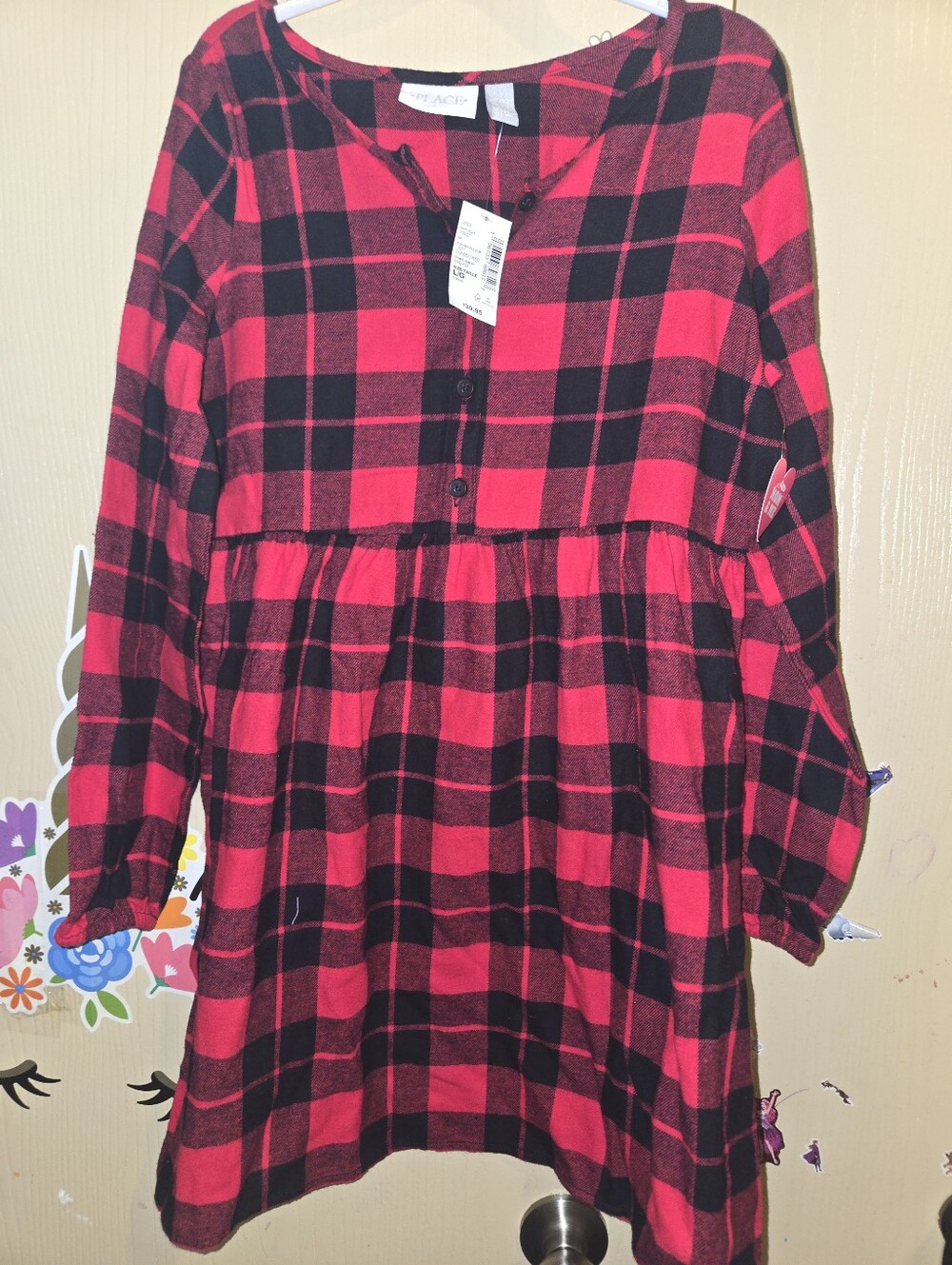 Children's Place Red and Black Plaid AND a White And Black Plaid Dresses